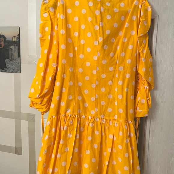 Nicholas Women Yellow Ruched Sleeve Button Front Dress NWT Size US 6! - Picture 5 of 5